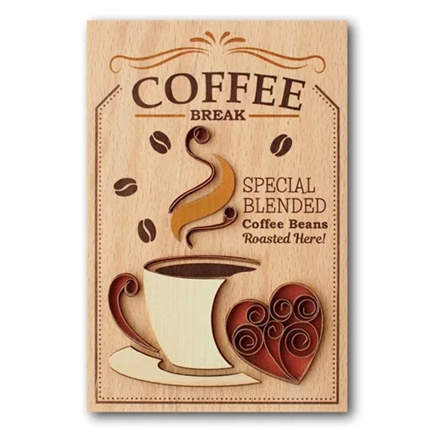 木はり絵手作りキット　「コーヒーブレイク」　KQB-003