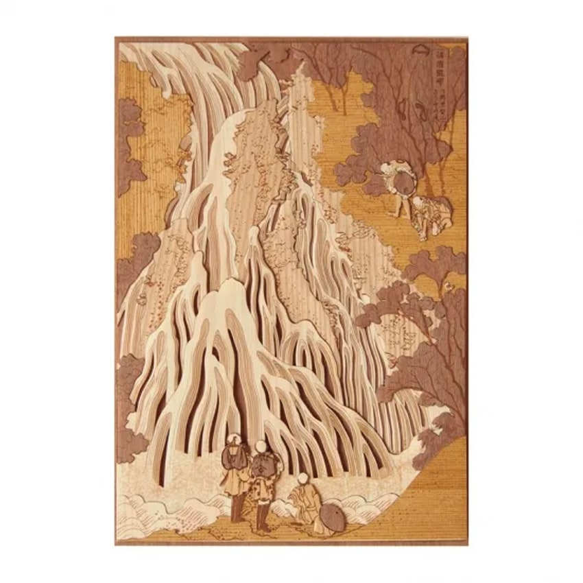 木はり絵手作りキット　葛飾北斎「諸国瀧廻り/下野黒髪山きりふりの滝」　KJH-002