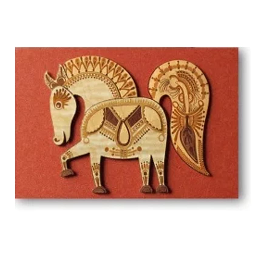 木はり絵手作りキット　「キューティー・ゴールデンホース」　KAB-004