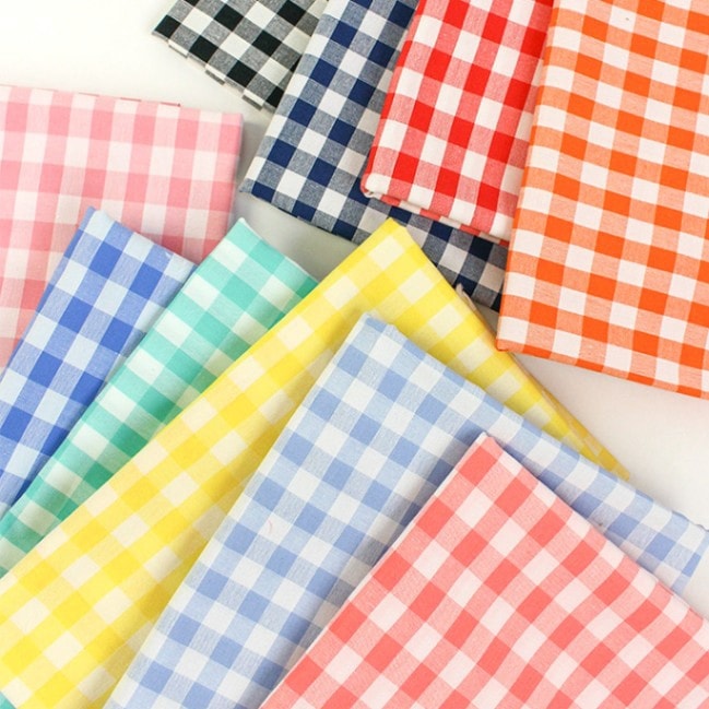 コットン×ポリエステル 交織先染めギンガムチェック大 50cm単位