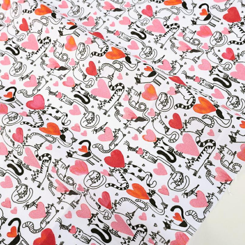 USAコットン HEARTS AND CATS 50cm単位