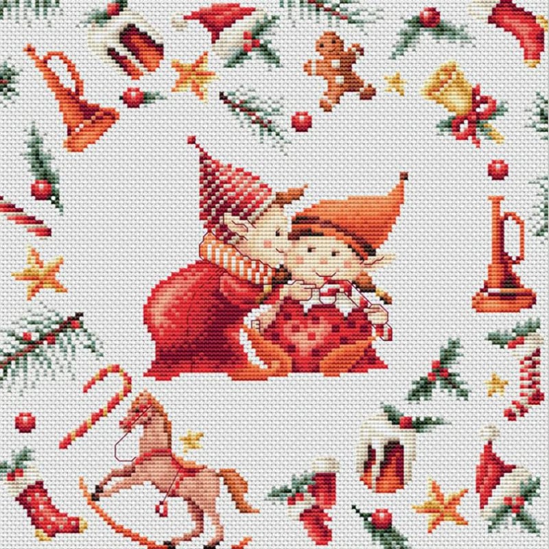輸入刺繍キット DUTCH STITCH BROTHERS DSB019A Christmas Elves クリスマスエルフ ／ クロスステッチ キット