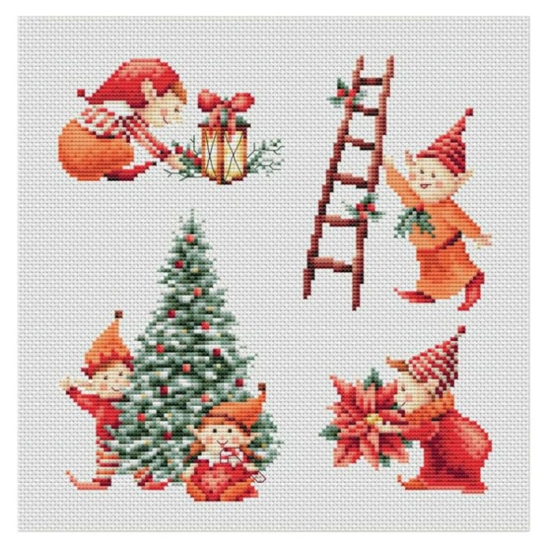 輸入刺繍キット DUTCH STITCH BROTHERS DSB017A Christmas Elves クリスマスエルフ_1 ／ クロスステッチ キット