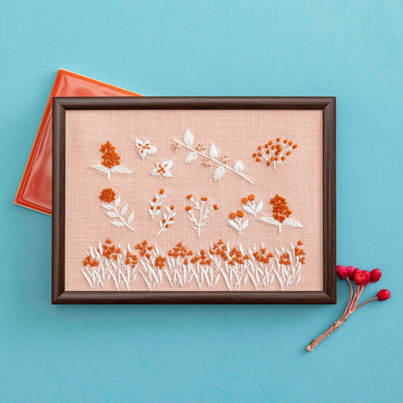 戸塚刺しゅう × 星燈社 フリーステッチキット 星あかりの刺繍手帖 536 額 実り