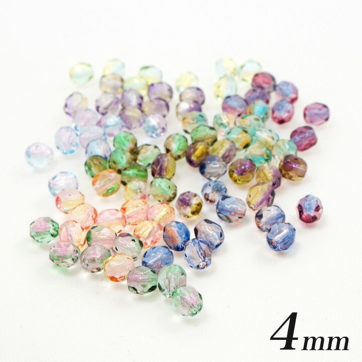 ヴィトライユビーズ ガラス ファイアポリッシュ型 4mm 40ヶ