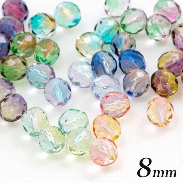 ヴィトライユビーズ ガラス ファイアポリッシュ型  8mm 15ヶ