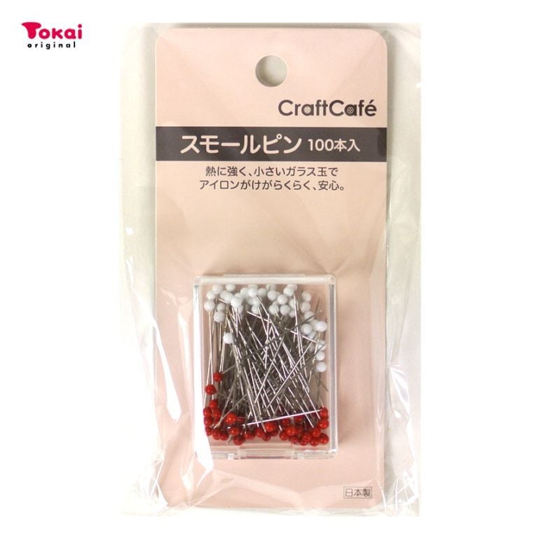 裁縫道具 CraftCafe スモールピン100本入り(白・赤各50本)