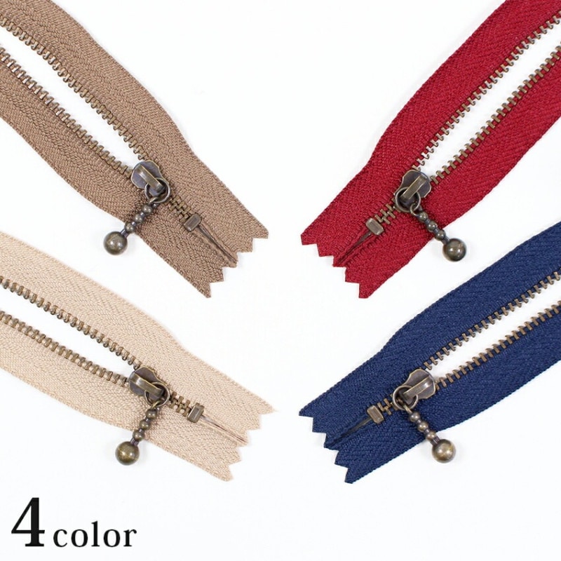YKK 玉付きファスナー 10cm メタルアンティークゴールド 3GKB-10 色 カラー2