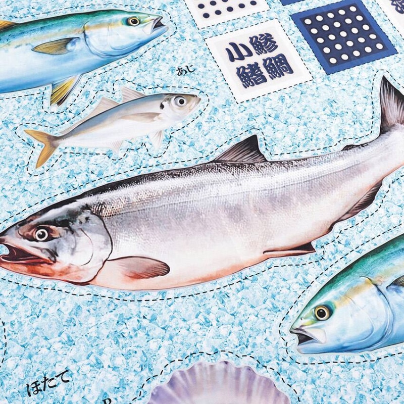 インクジェットパネル お魚屋さん しゃけ 108×95cm カットクロス