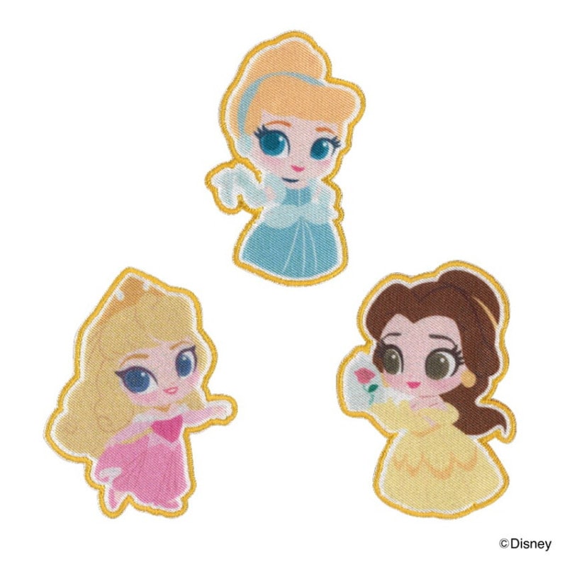 ディズニー プリンセス ワッペン シンデレラ アリエル ベル アイロン･シール両用タイプ