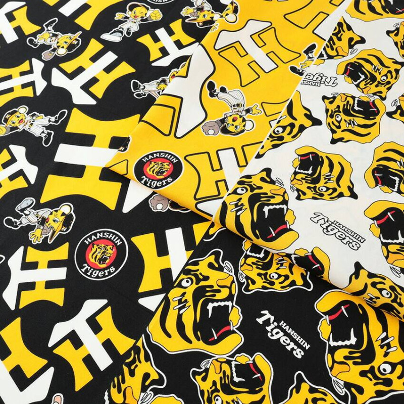 阪神タイガース HTマーク&虎フェイス柄 ブロード 50cm単位