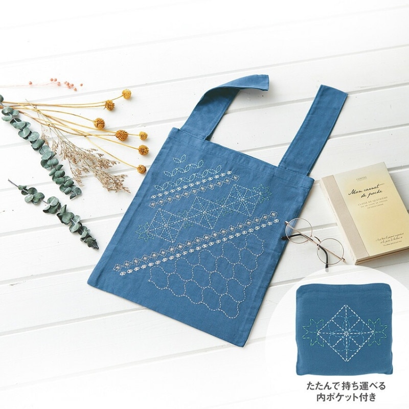 オリムパス 刺し子のエコバッグ La bouquetiere Nemophila ネモフィラ SK-444