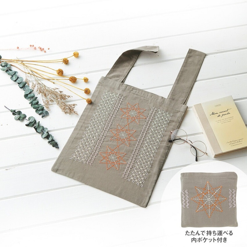 オリムパス 刺し子のエコバッグ La bouquetiere Star lily スターリリー SK-445