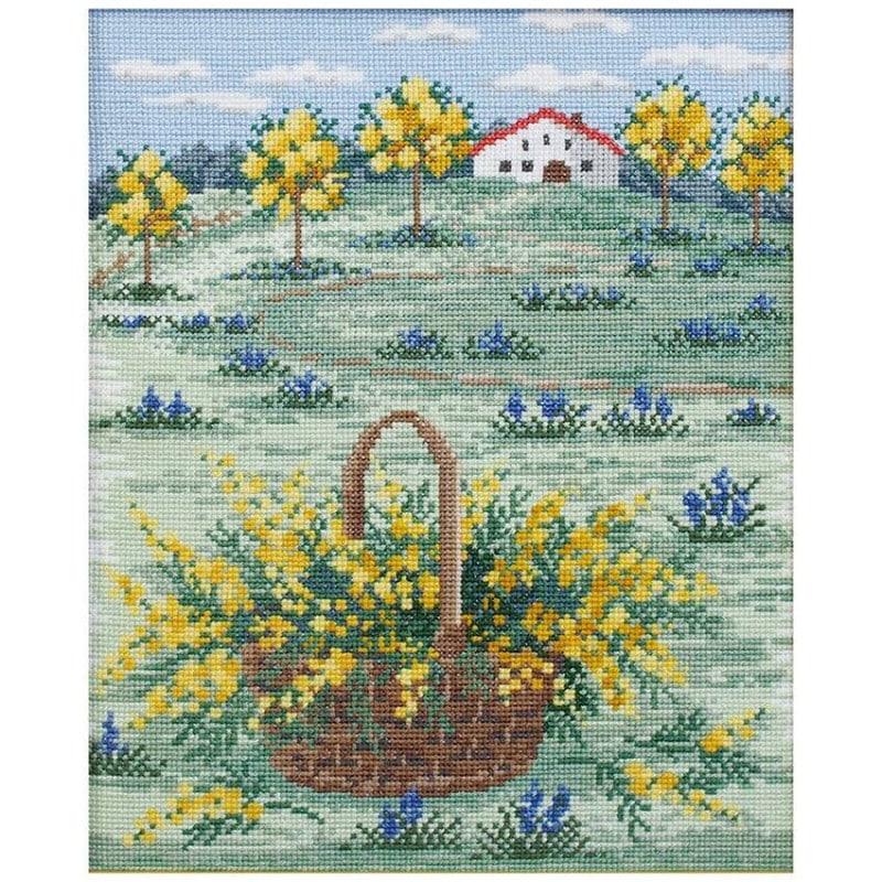 オリムパス クロスステッチキット オノエ･メグミ ヨーロッパの風景 四季を巡る旅 7576 ミモザ色のフランス早春の丘