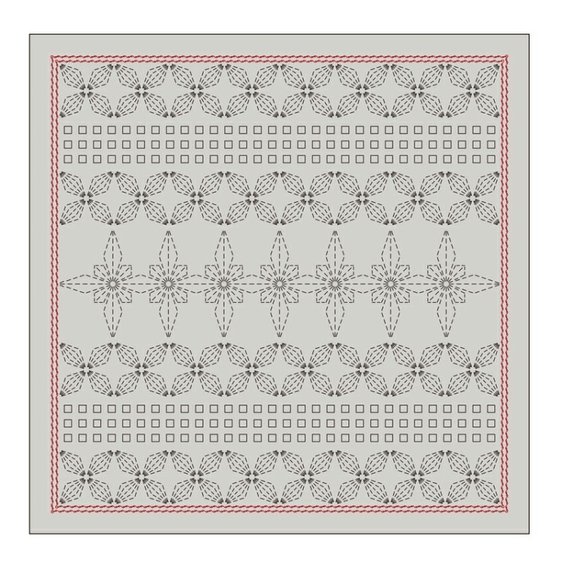 オリムパス 刺し子布パック 花ふきん La Bouquetiere ポンセチア H-1104 (Pale Gray)