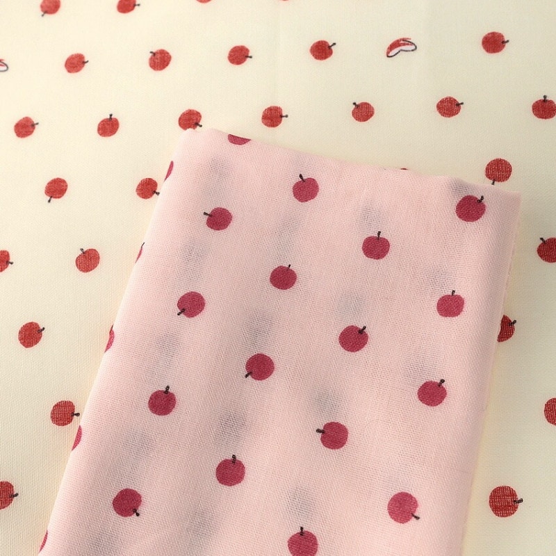 和ざらしガーゼ プリント二重ガーゼ手拭い りんご 88×34 カットクロス