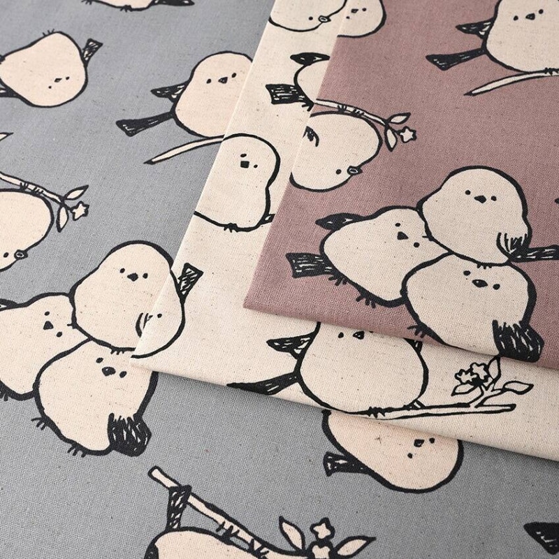 Simply Animal シマエナガ 綿麻キャンバス 50cm単位
