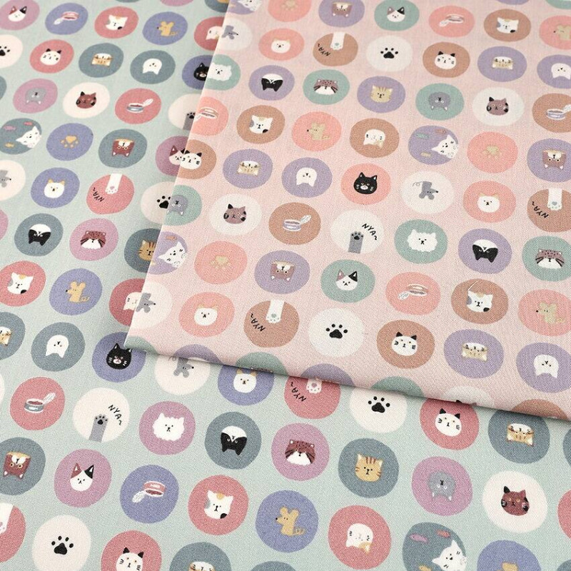 にゃんこドット柄 シーチング 50cm単位