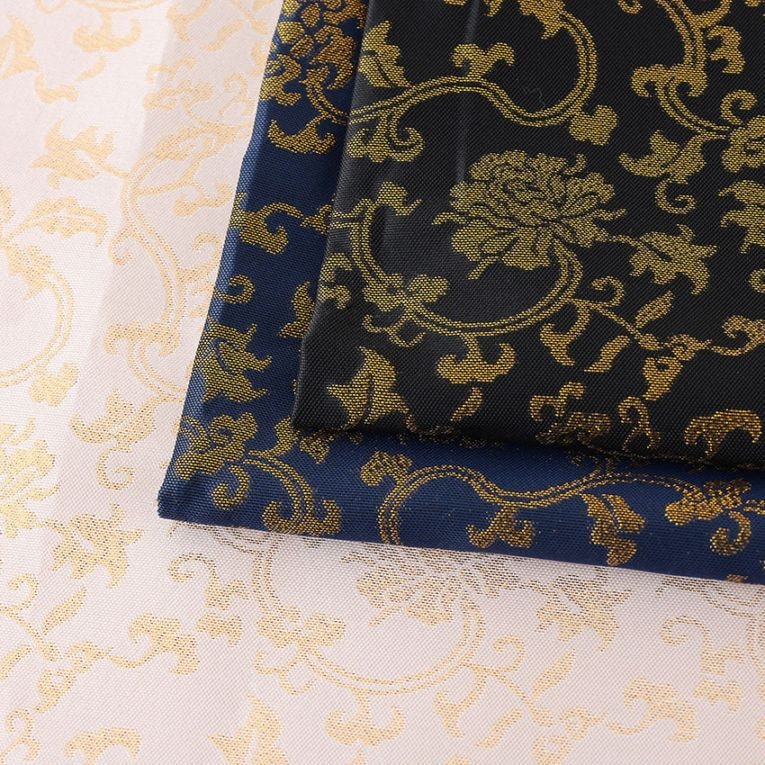 ＼＼再入荷／／【在庫限り】二重蔓牡丹唐草 ラメジャガード FK0024ー2A 白/紺/黒 50cm単位