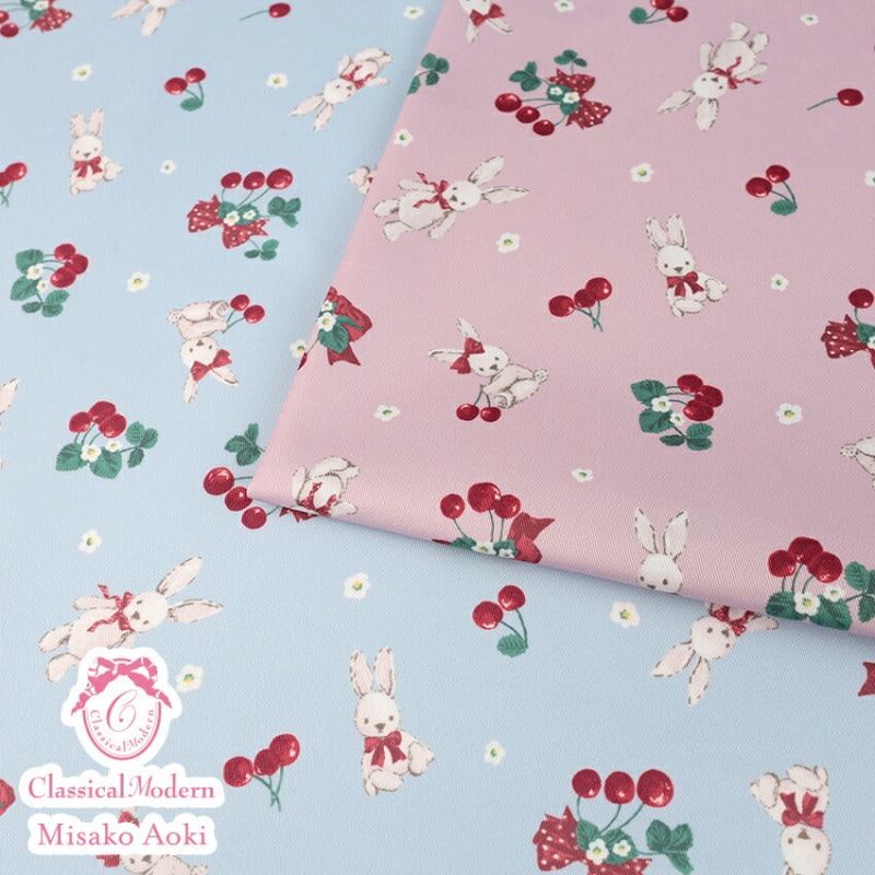 クラシカルモダン ラビットチェリー ポリエステルツイル 50cm単位