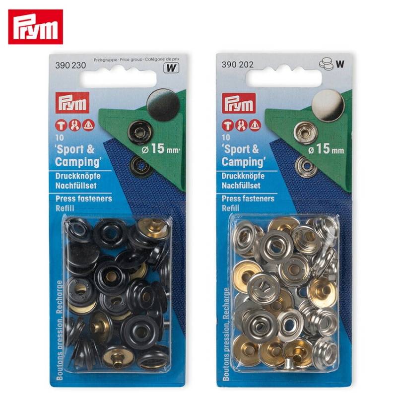 Prym プリム ドットボタン 15mm シルバー ブラック 10組 390202 390230