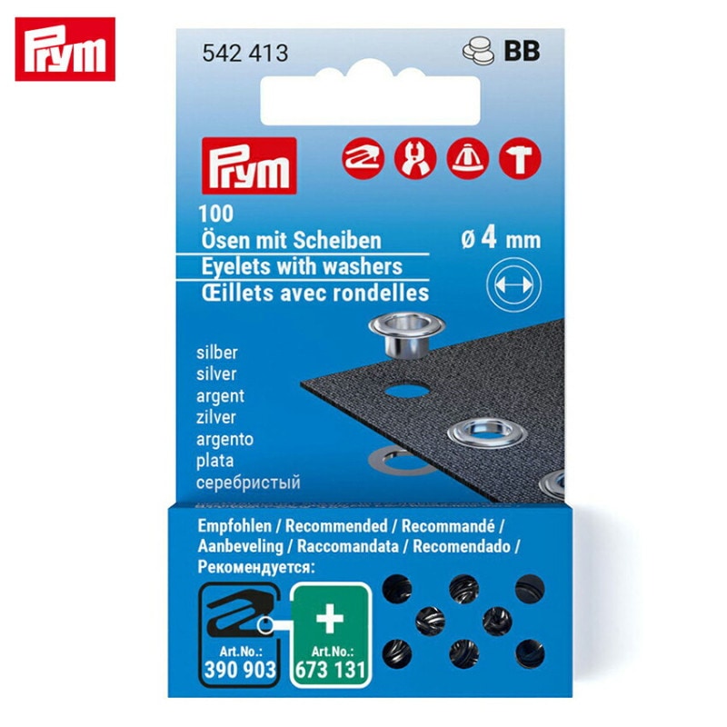 Prym プリム 片面ハトメ 内径4mm シルバー 100組 542413
