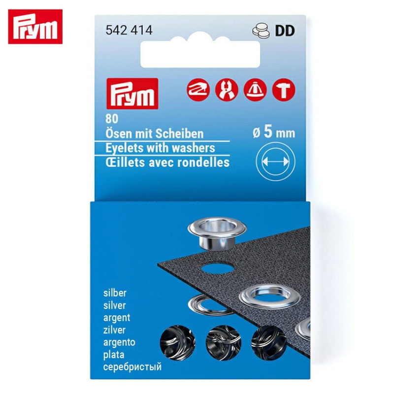 Prym プリム 片面ハトメ 内径5mm シルバー 80組 542414