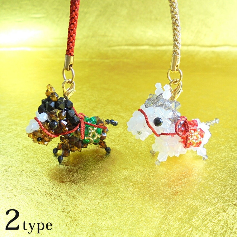 ホビックス ビーズキット 吉祥来福 白馬・鹿毛馬 根付け