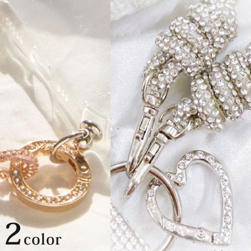 キラキラストーン カラビナ大 外径33.5mm ハート