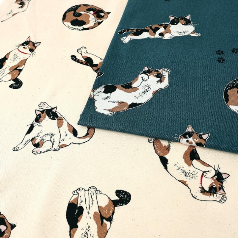 ねこ柄 オックス 50cm単位