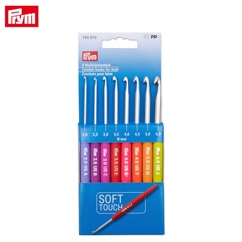 Prym プリム ソフトグリップかぎ針8本セット 2.0/2.5/3.0/3.5/4.0/4.5/5.0/6.0mm