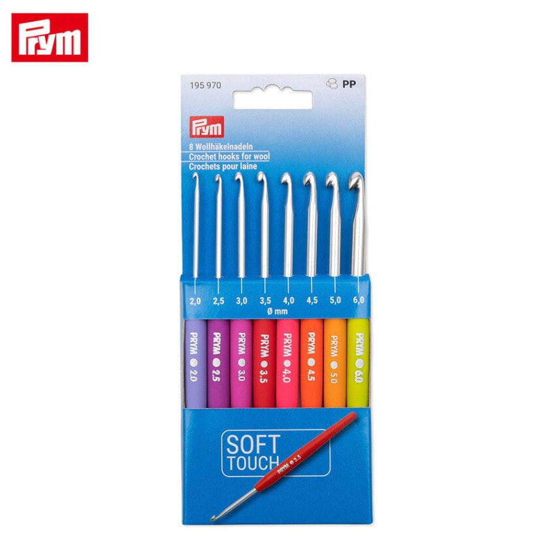 Prym プリム ソフトグリップかぎ針8本セット 2.0/2.5/3.0/3.5/4.0/4.5/5.0/6.0mm