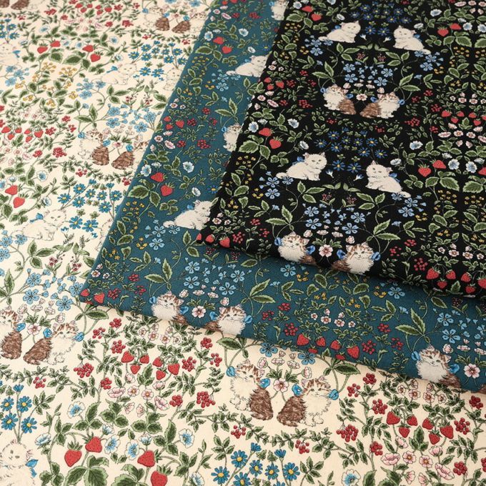 猫柄 綿キャンバス 50cm単位