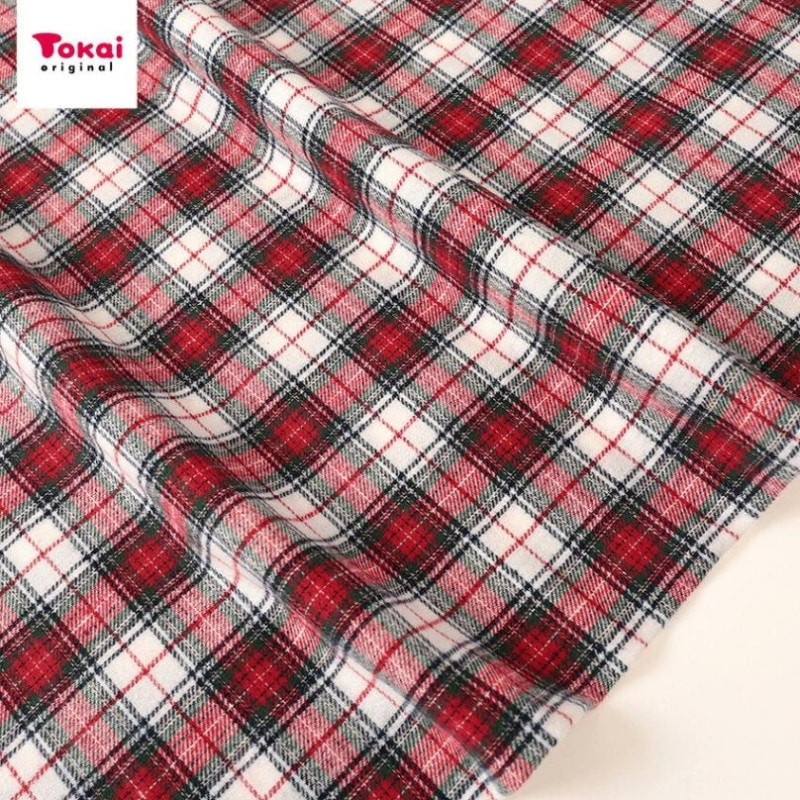 先染め起毛チェック Aレッド 50cm単位