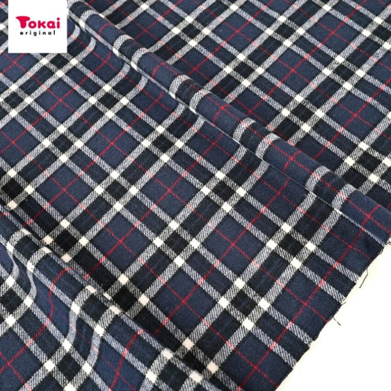 先染め起毛チェック Bネイビー 50cm単位