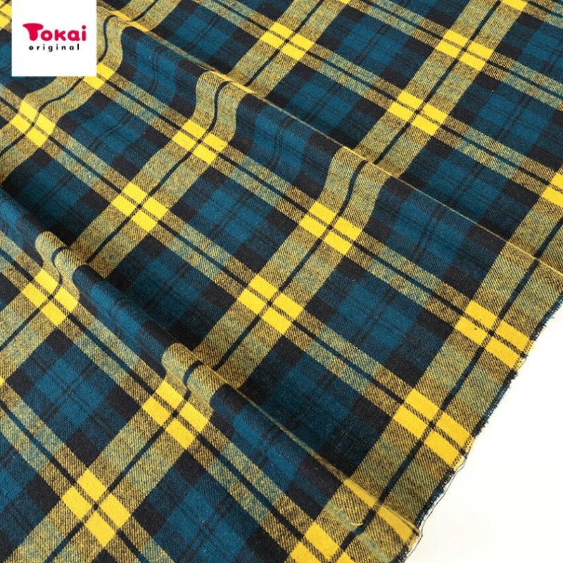 先染め起毛チェック Dイエロー 50cm単位