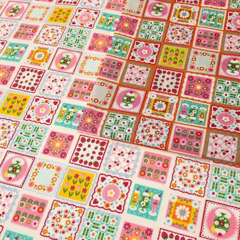 キュレトロ パーティー クリームソーダ柄 パッチ シーチング 50cm単位