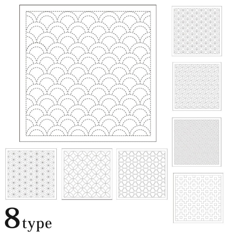 ダルマ 刺し子ふきん白 模様刺し(伝統柄)