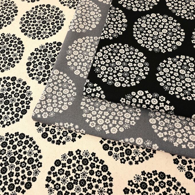 サークルフラワー柄 オックス 50cm単位