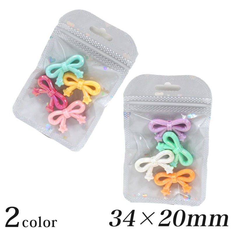 ビーズ アクセサリー パーツ アクリルビーズ リボンC