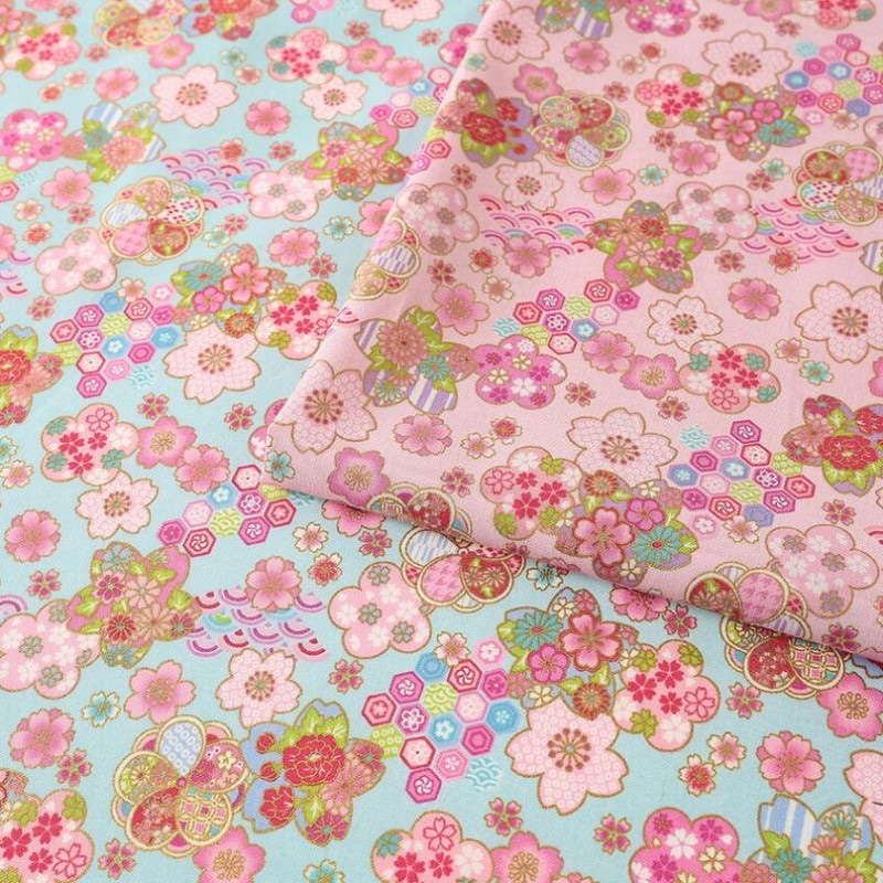 和柄 金ラメ桜柄 シーチング 50cm単位