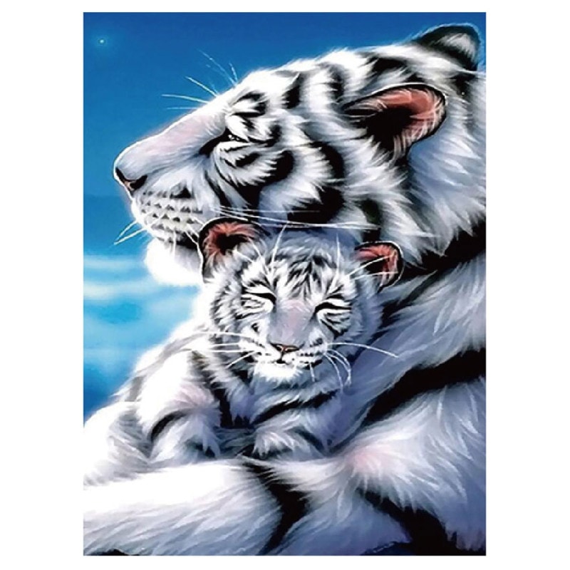 キラキラビーズアート ホワイトタイガーの親子 SCB-423 キャンバスサイズ 30×40cm エルベール