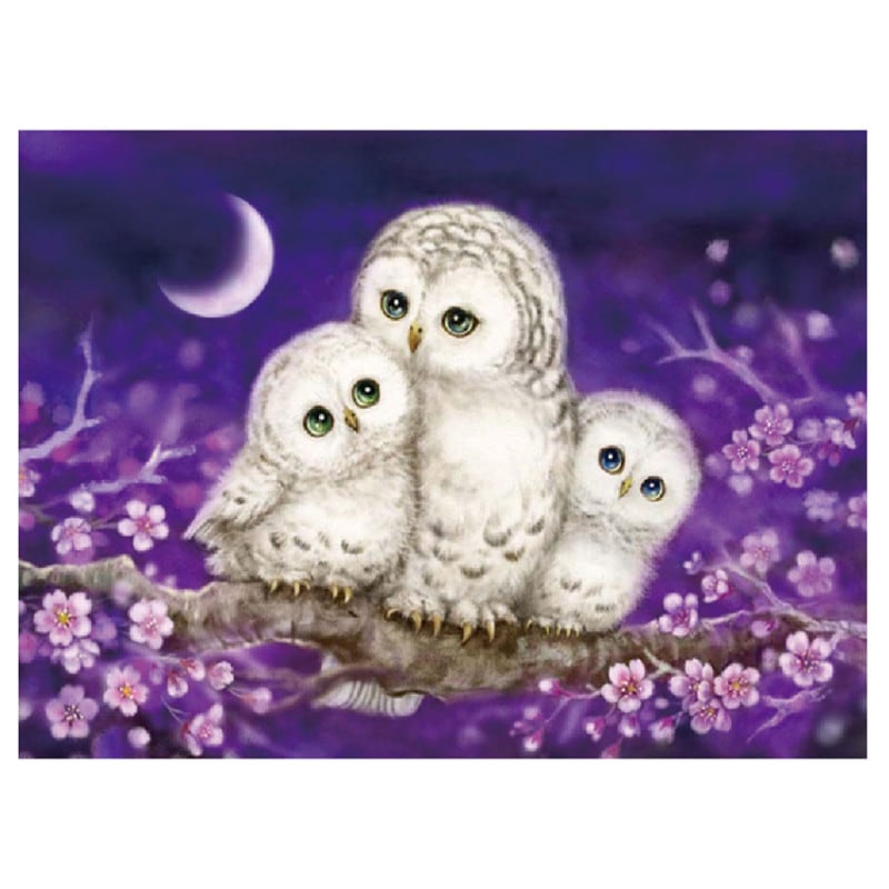 キラキラビーズアート フクロウ親子 SCB-428 キャンバスサイズ 40×30cm エルベール