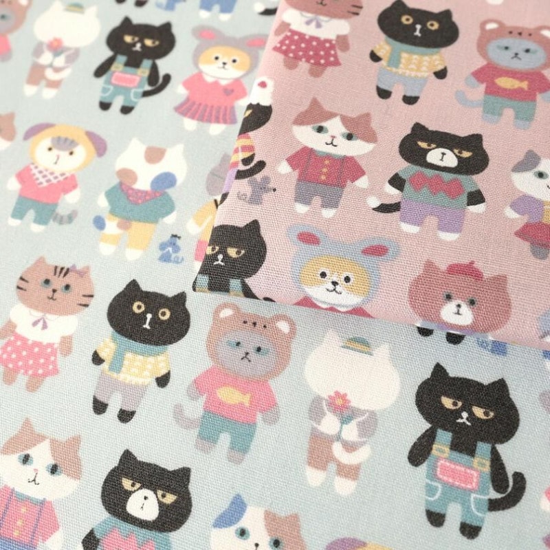 ＼＼再入荷／／　Nuance Kids ねこの行列柄 CB 50cm単位