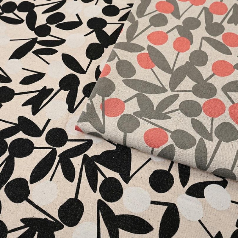 Cherry POM POM 綿麻キャンバス 50cm単位