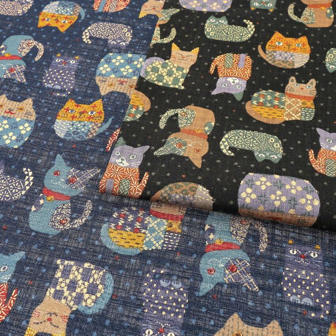 昔ぐらし 金猫絣 ムラ糸クロス 50cm単位