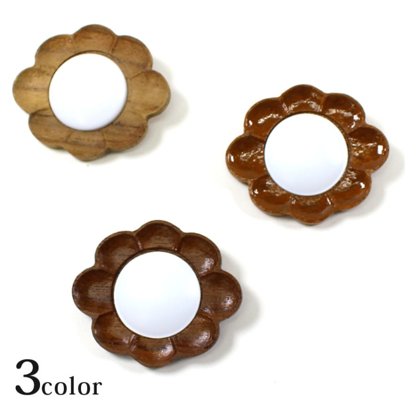 刺繍 アクセサリー金具 木枠ブローチ フラワー プラスチック板付