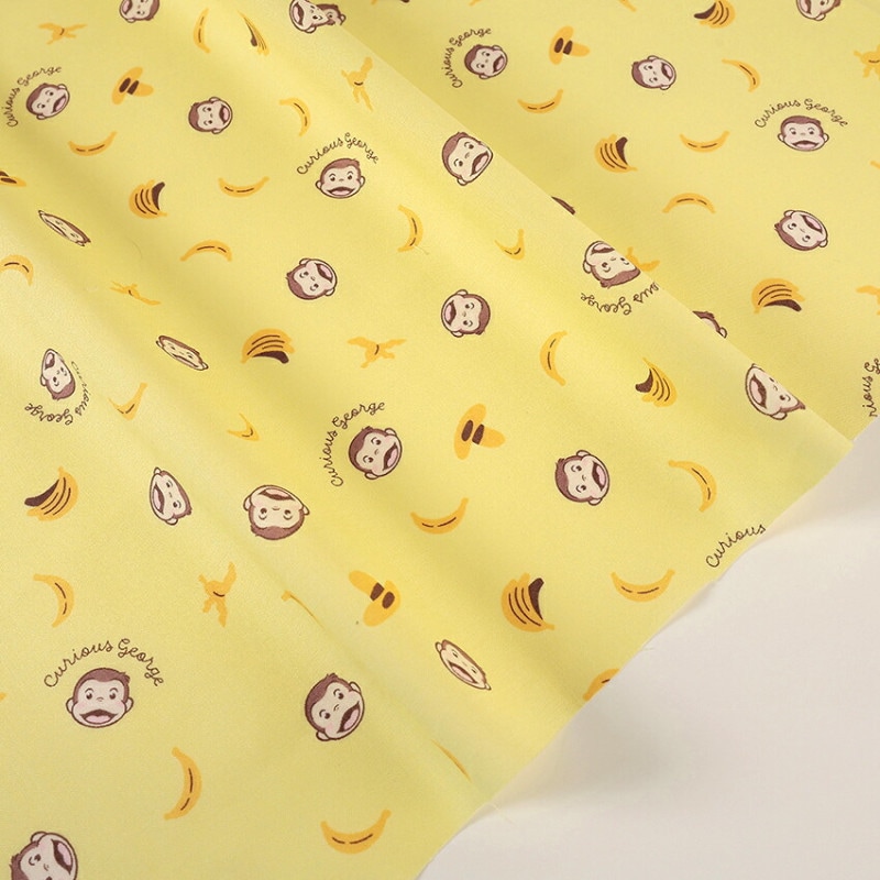 おさるのジョージ フェイス柄 シーチング 50cm単位