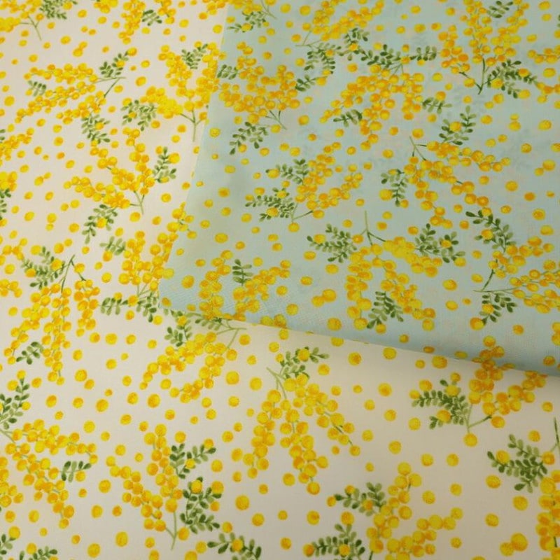 ミモザ柄 ナイロンオックス 50cm単位