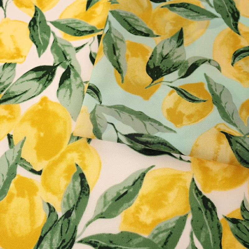 レモン柄 ナイロンオックス 50cm単位